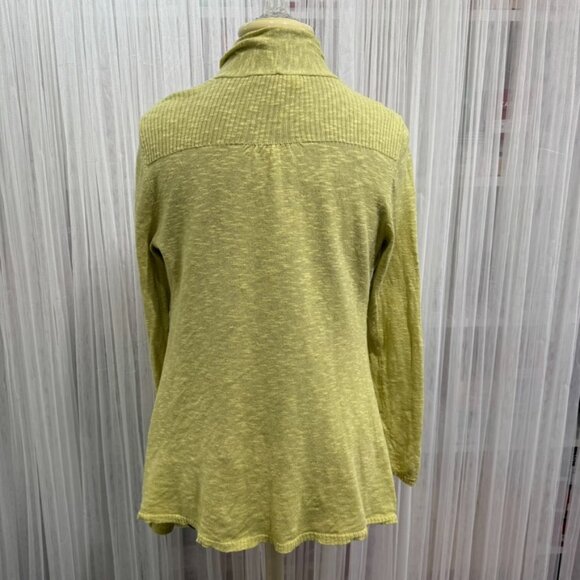 Eileen Fisher Open Front Cardigan Size XS Linen Blend Slub Knit Chartreuse - Picture 6 of 11